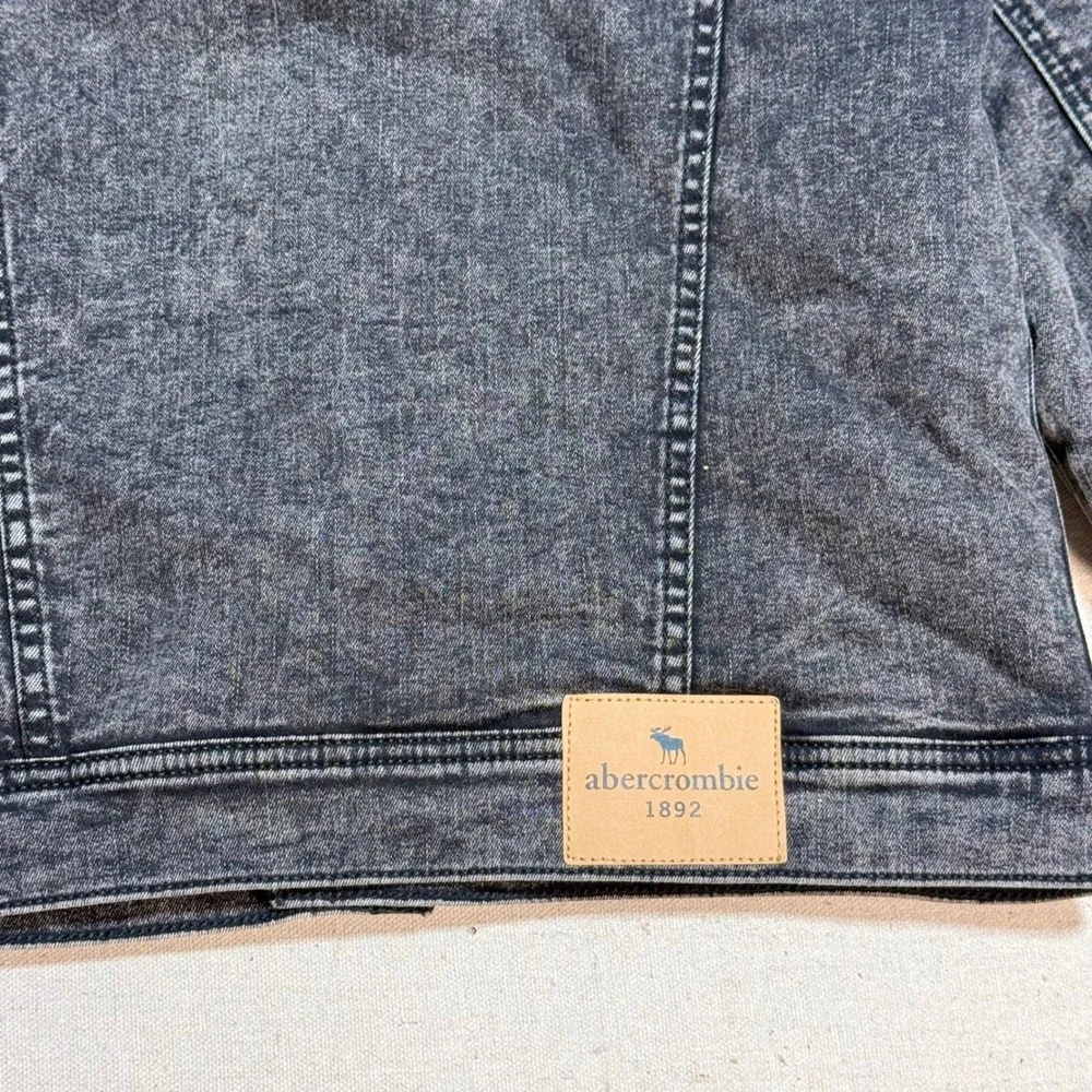 Abercrombie Kids Denim Jacket 11/12 Sherpa Lined Acid Wash Black 232-722-0344